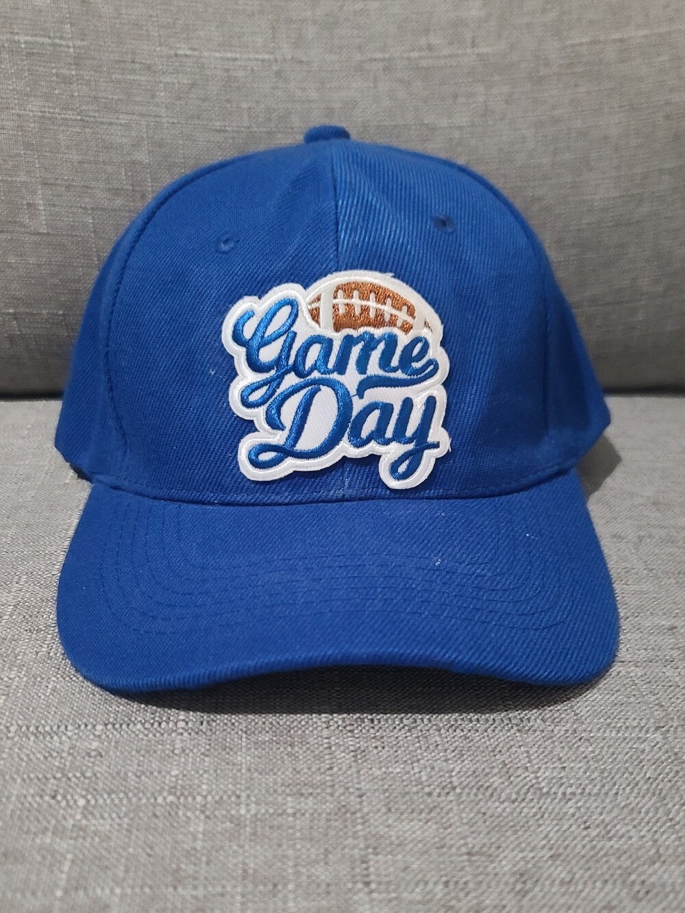 Blue Football Game Day Embroidered Patch Ball Cap Hat